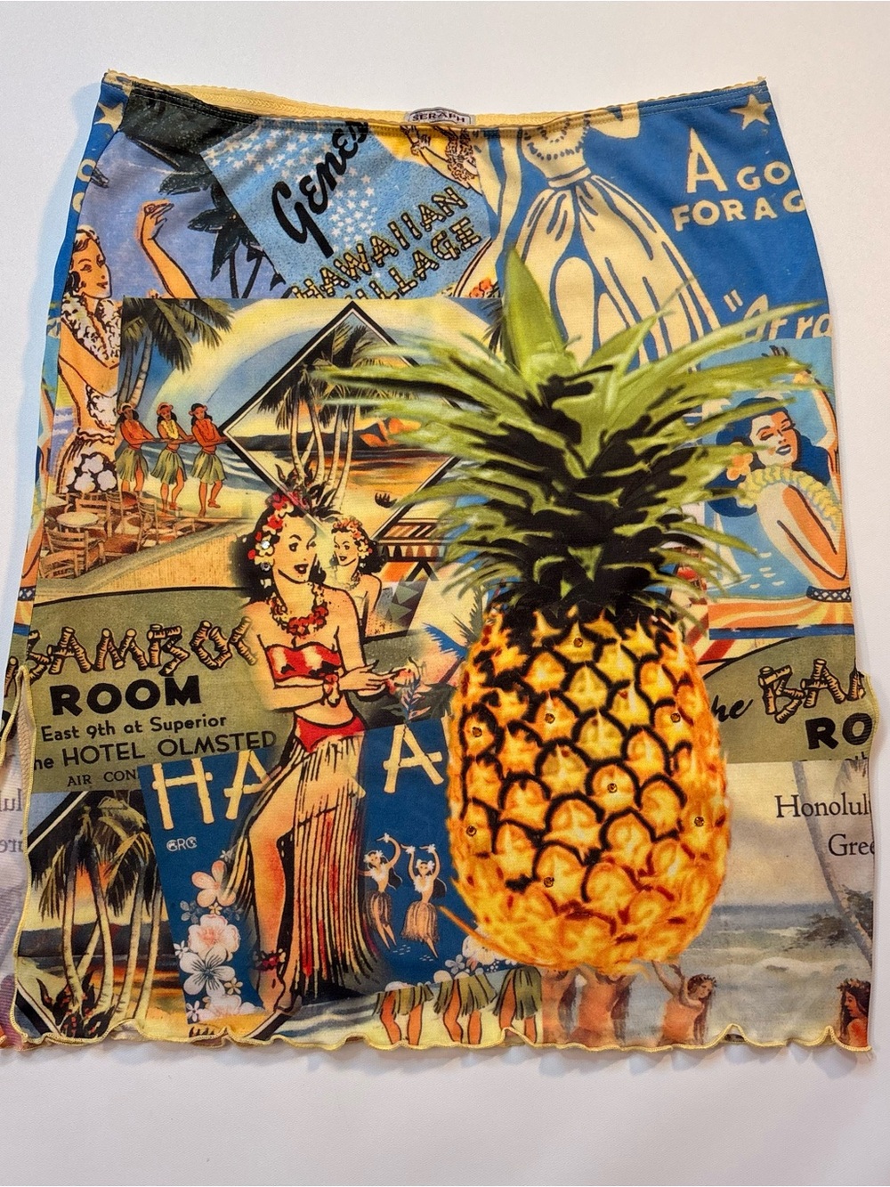 Vintage Hawaiian Print Mini Skirt